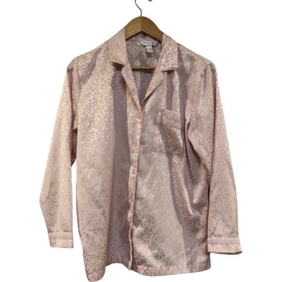 Charter Club pink pajama button up top - Picture 1 of 3